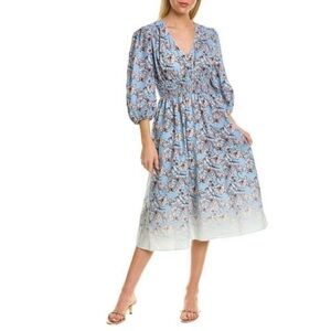 NWT St. Roche Auberon Floral blue and pink Midi Dress, size 10